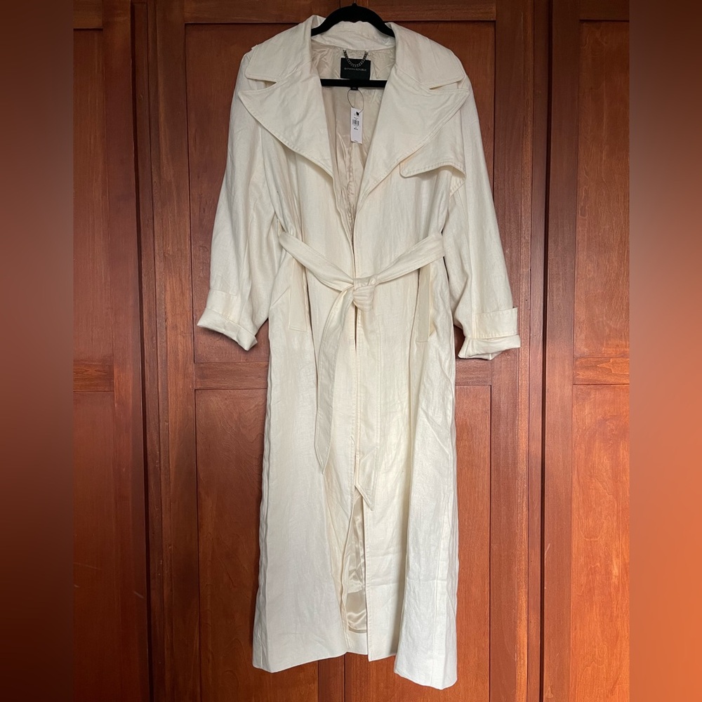 Banana Republic 100% Linen Cream Trench Coat Size Small- NEW